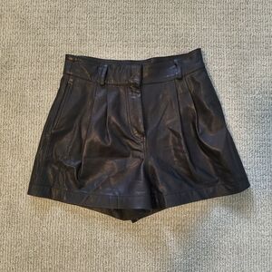 FRAME Black Leather Women's Shorts